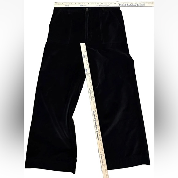 Frye Nadia Black Velvet Cropped Wide Leg Pants Size 27 Cotton Pockets Velour - Picture 13 of 13